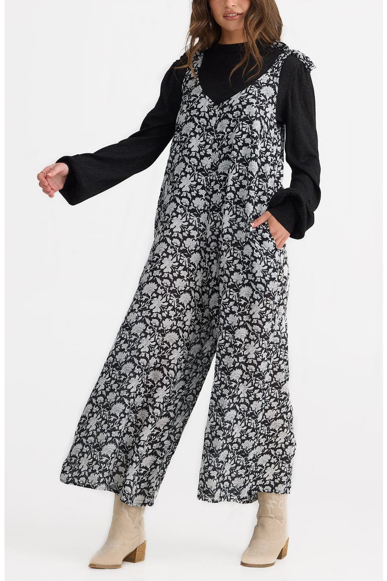 Temple Print Wide Leg Jumpsuit, Alternate, color, BLACK MOON RIVER