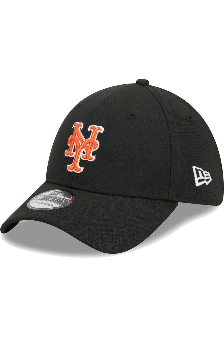 Men's New Era Black New York Mets Logo 39THIRTY Flex Hat, Main, color, Black