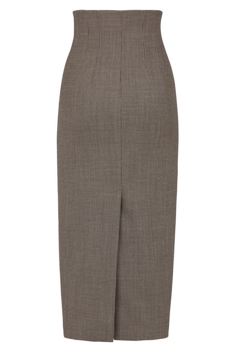 Micro Check High Waist Wool Pencil Skirt, Alternate, color, OPERATOR