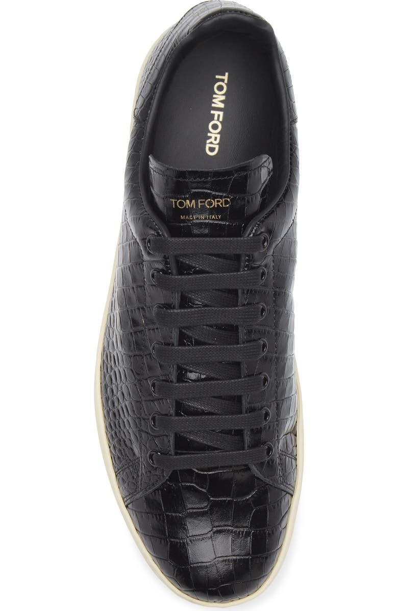 TOM FORD Croc Embossed Low Top Sneaker, Alternate, color, 3Nw02 Black/ Cream