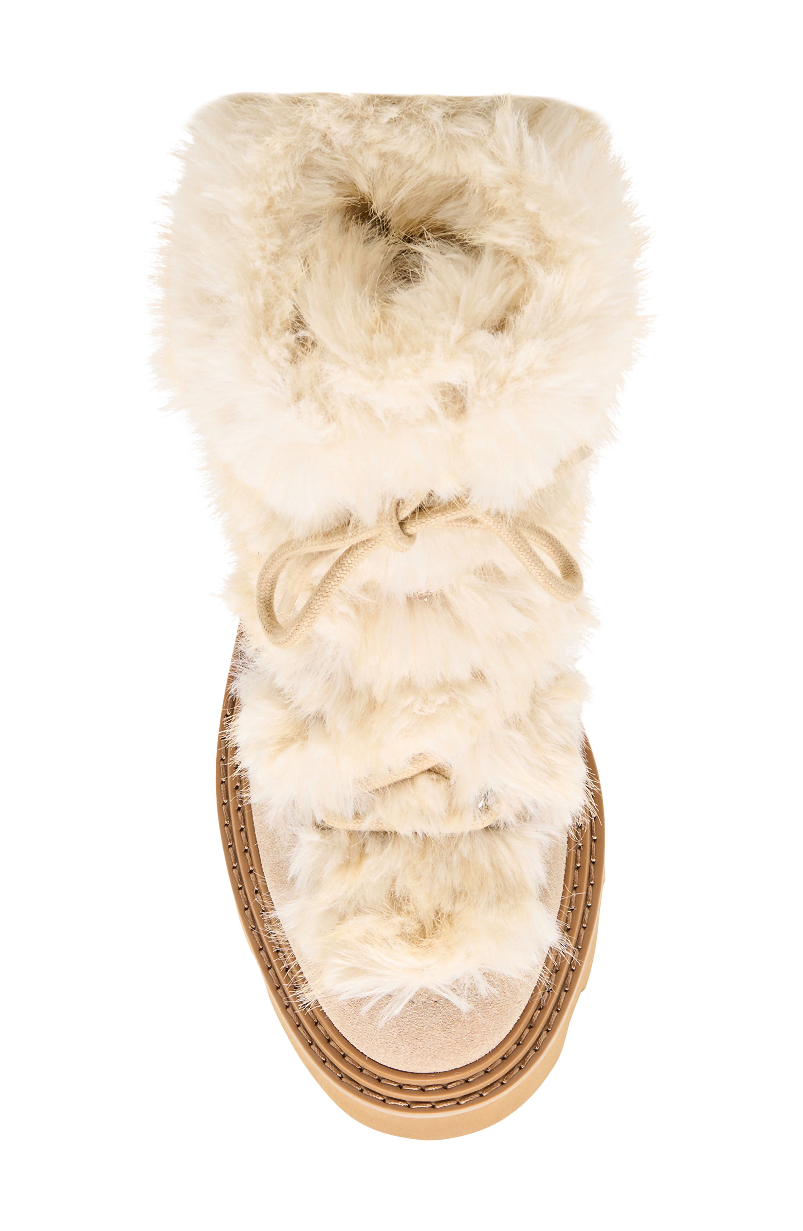 Hawkin Plush Faux Fur Trim Leather Bootie, Alternate, color, SAND SUEDE