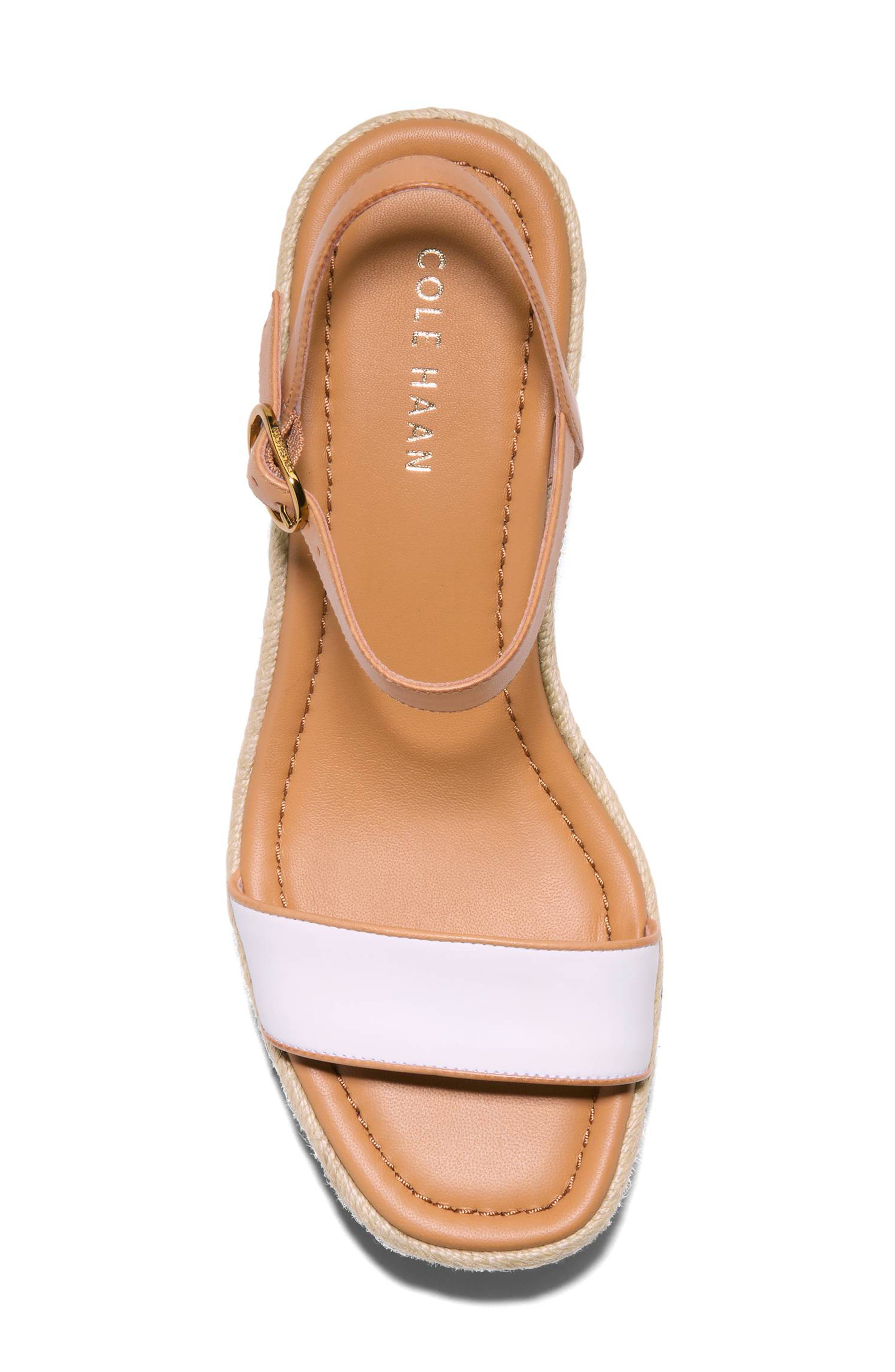 Keeton Cloudfeel Espadrille Ankle Strap Platform Wedge Sandal, Alternate, color, WHITE LEATHER/ BISCUIT LEATHER
