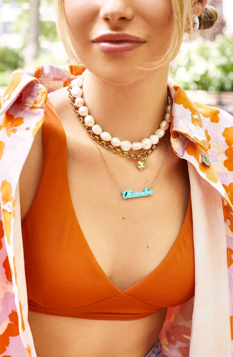 BaubleBar Personalized Pendant Necklace, Alternate, color, Black