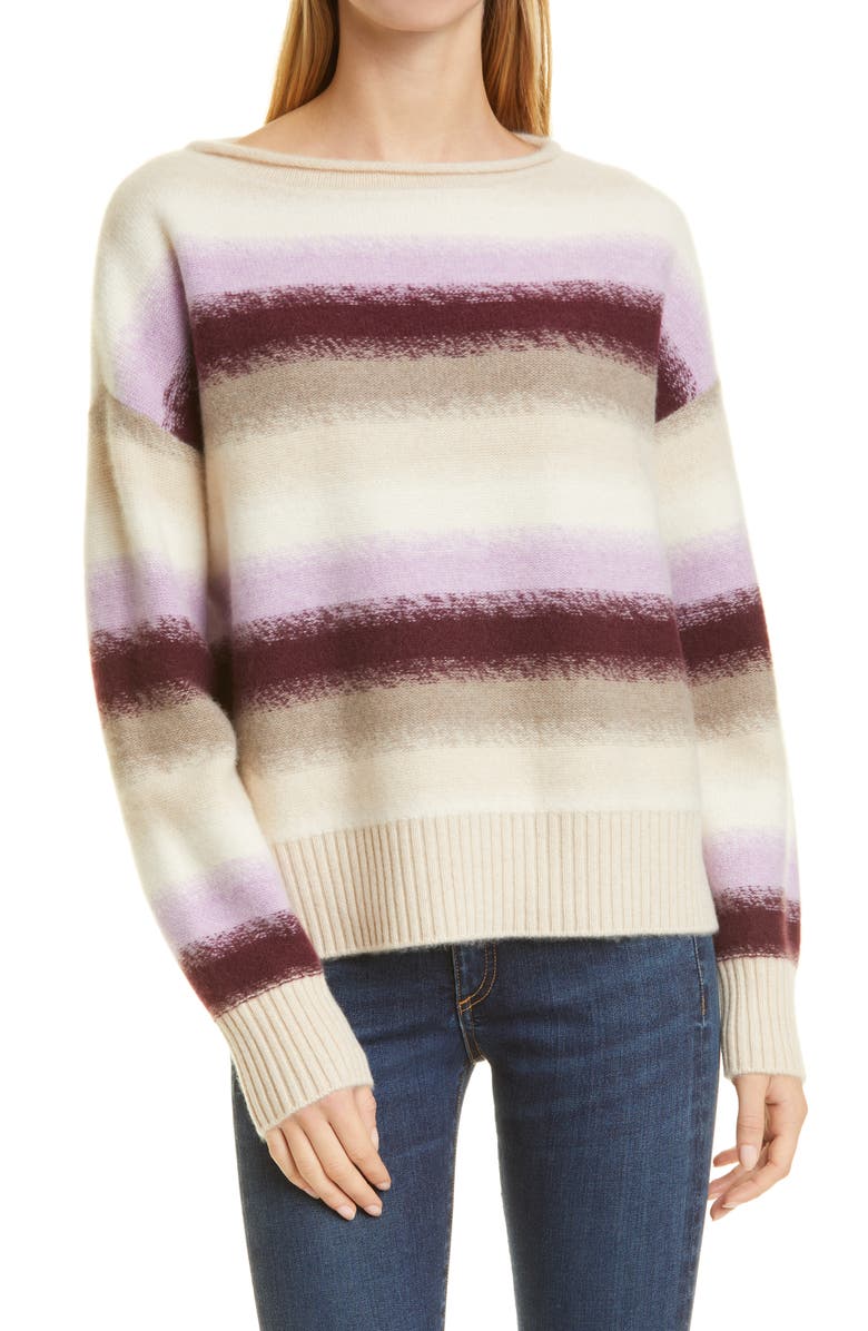 Nordstrom Signature Ombré Stripe Cashmere Sweater, Main, color, 