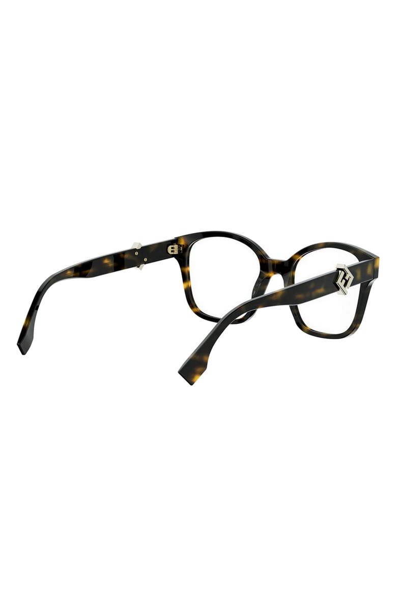 Fendi FF Diamonds 52mm Square Optical Glasses, Alternate, color, Dark Havana