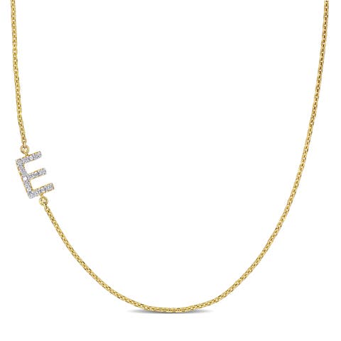 Diamond Initial Necklace 14k Yellow Gold