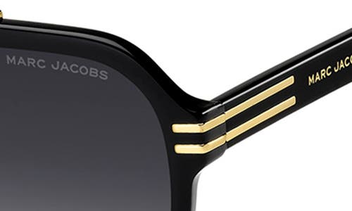 Marc Jacobs 58mm Gradient Flat Top Rectangular Sunglasses In Black Gold/dark Grey Sf