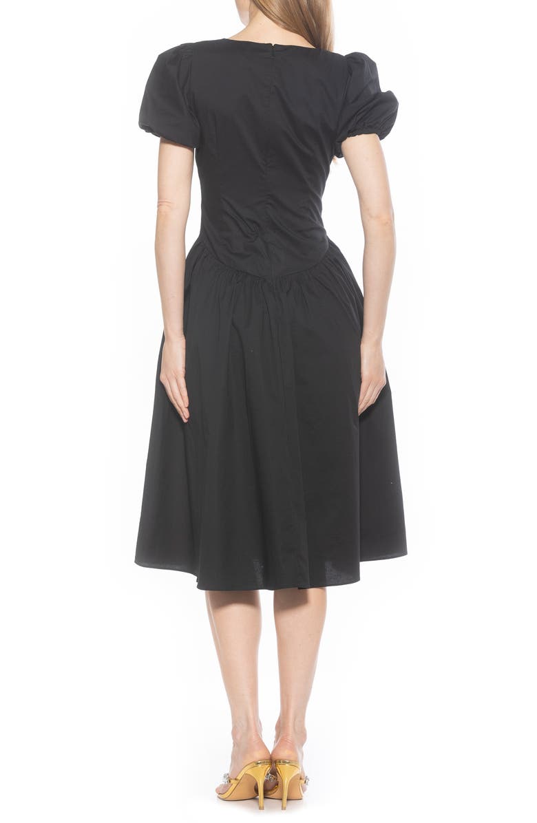 Alexia Admor Jessi Puff Sleeve Midi Dress, Alternate, color, Black