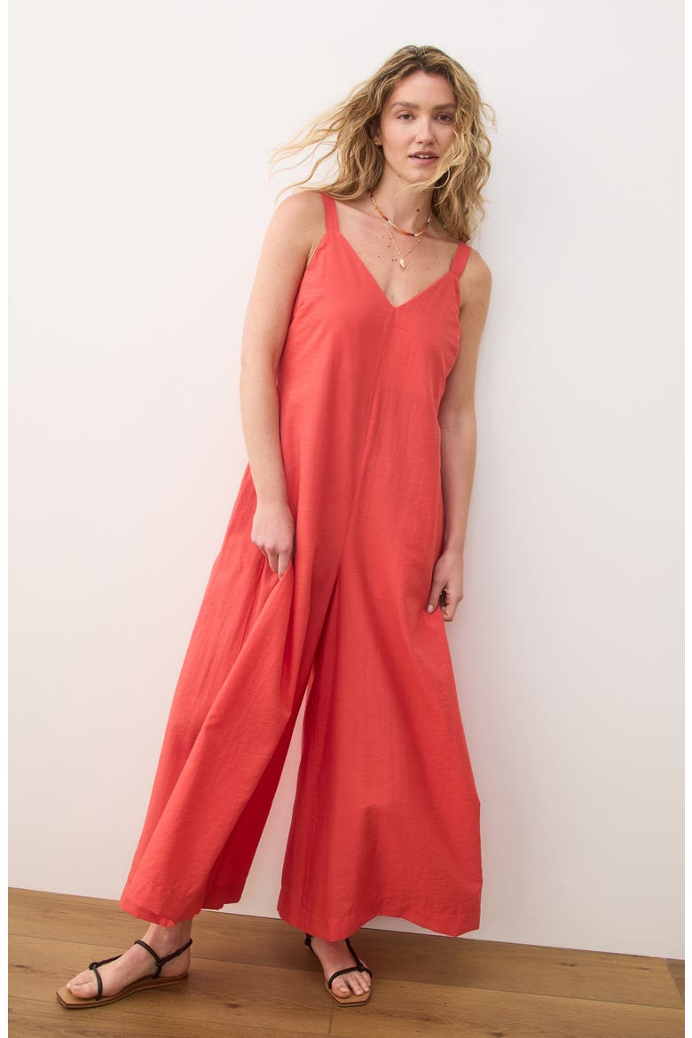 Cari V-Neck Wide Leg Jumpsuit, Alternate, color, HIBISCUS