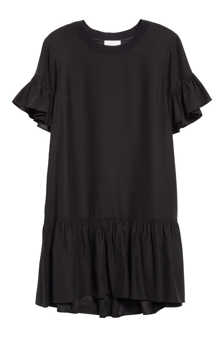 Leilah Silk Swing Dress, Alternate, color, BLACK