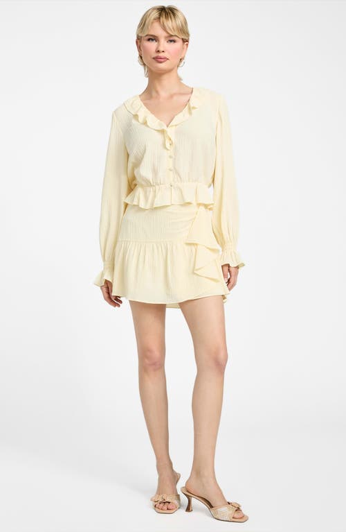 Guess Womens Long Sleeve Button Front Shaelo Top Shaelo Gauze Mini Skirt