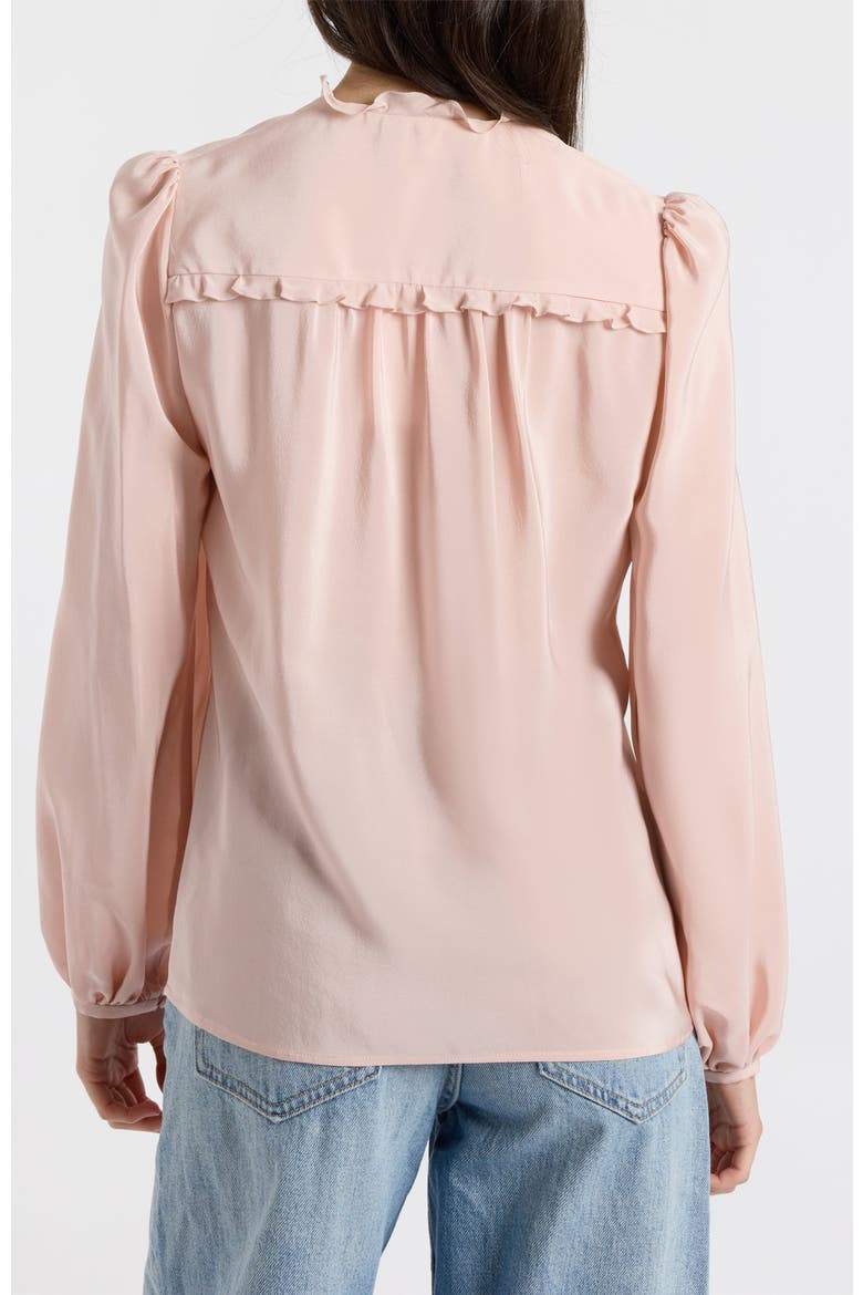 Blaine Long Sleeve Ruffle Silk Top, Alternate, color, Blush
