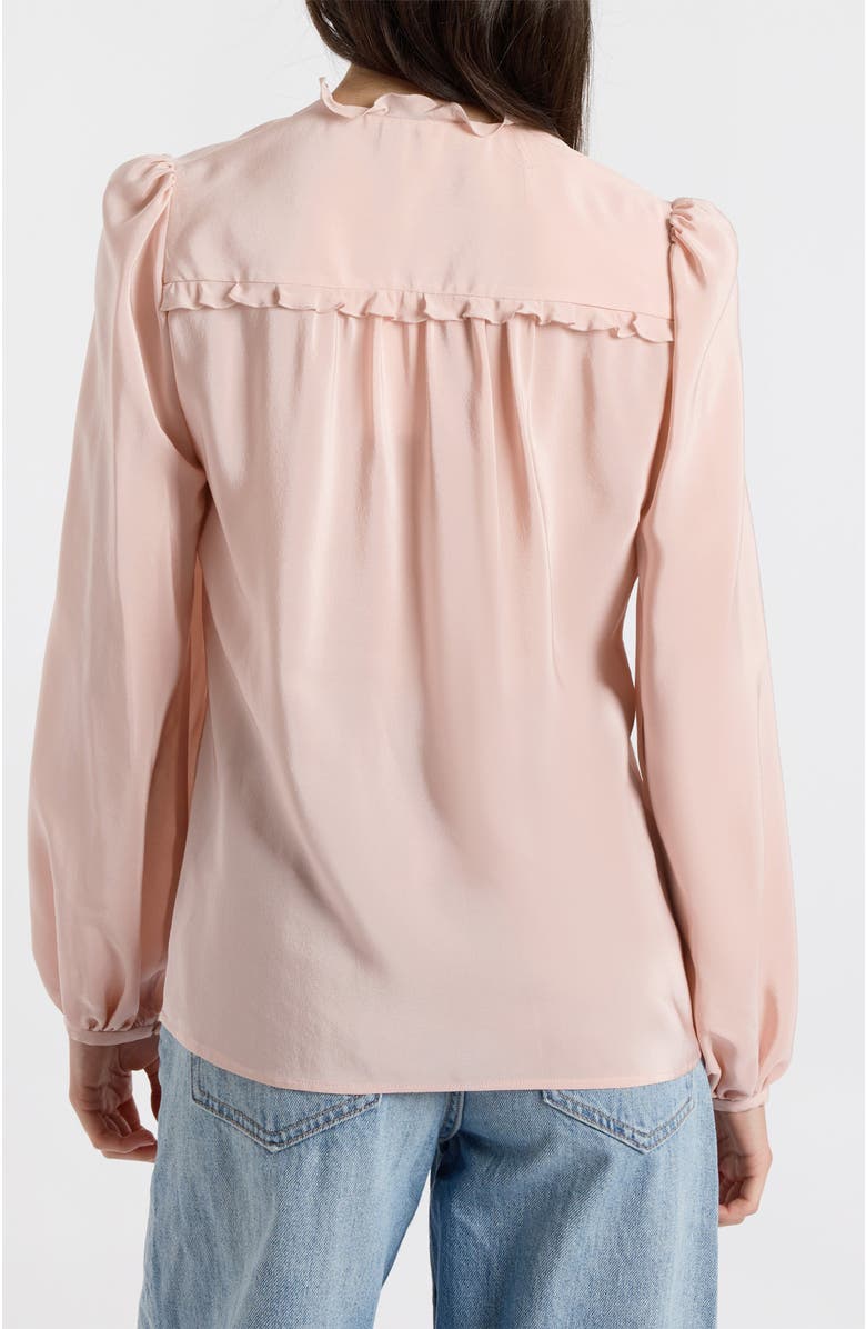 Santorelli Blaine Long Sleeve Ruffle Silk Top, Alternate, color, Blush
