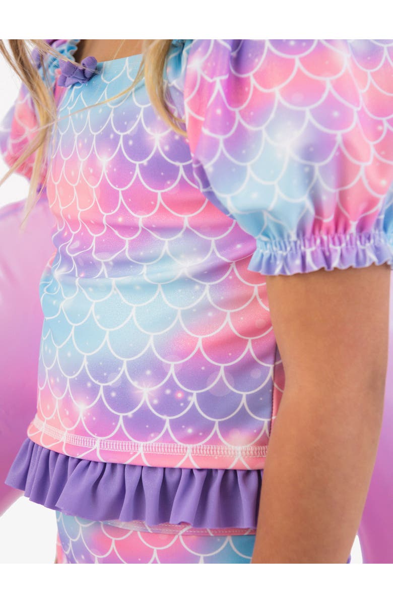 RuffleButts UPF50+ Puff Sleeve Ruffle Tankini 2-Piece Swimsuit, Alternate, color, Shimmer Mermaid Tale