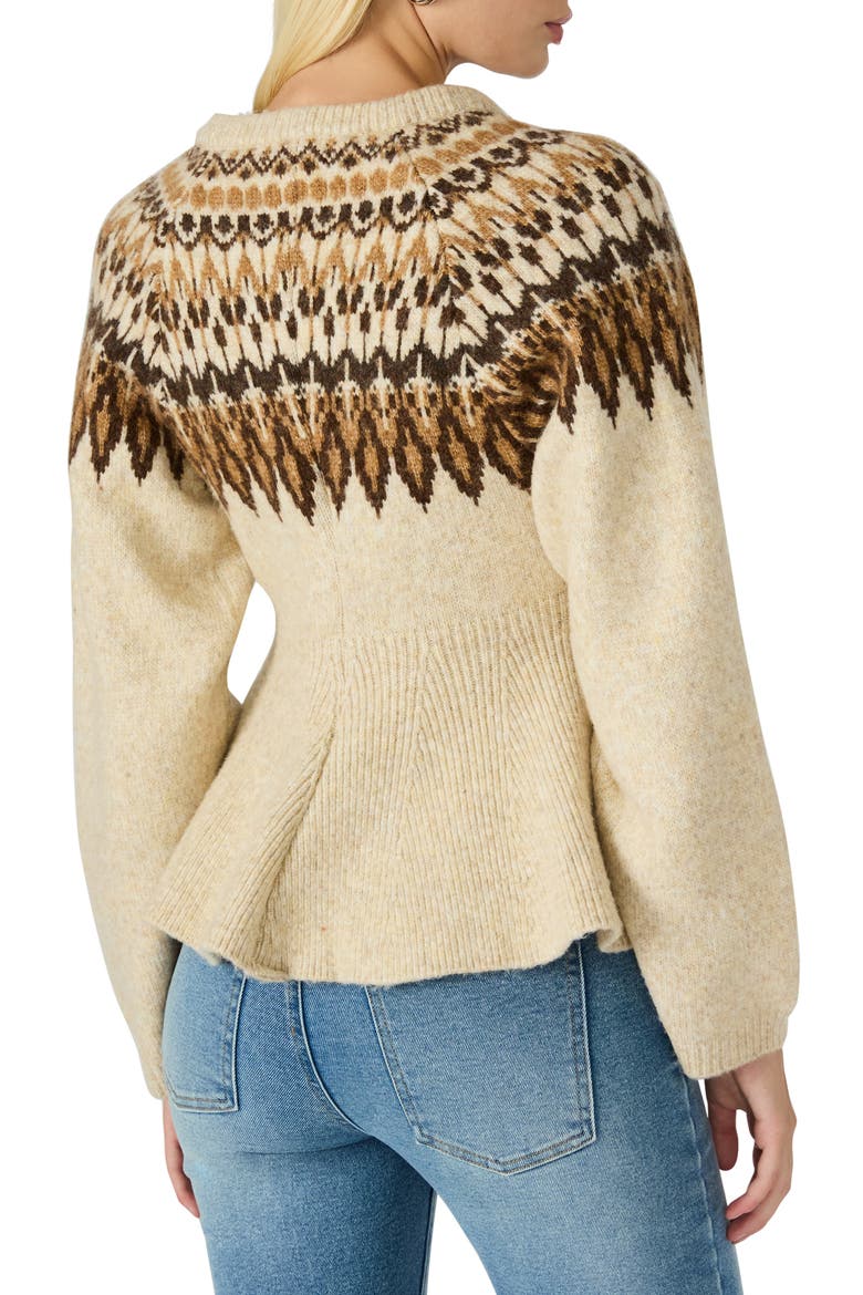 Kyndra Fair Isle Peplum Cardigan, Alternate, color, MULTI
