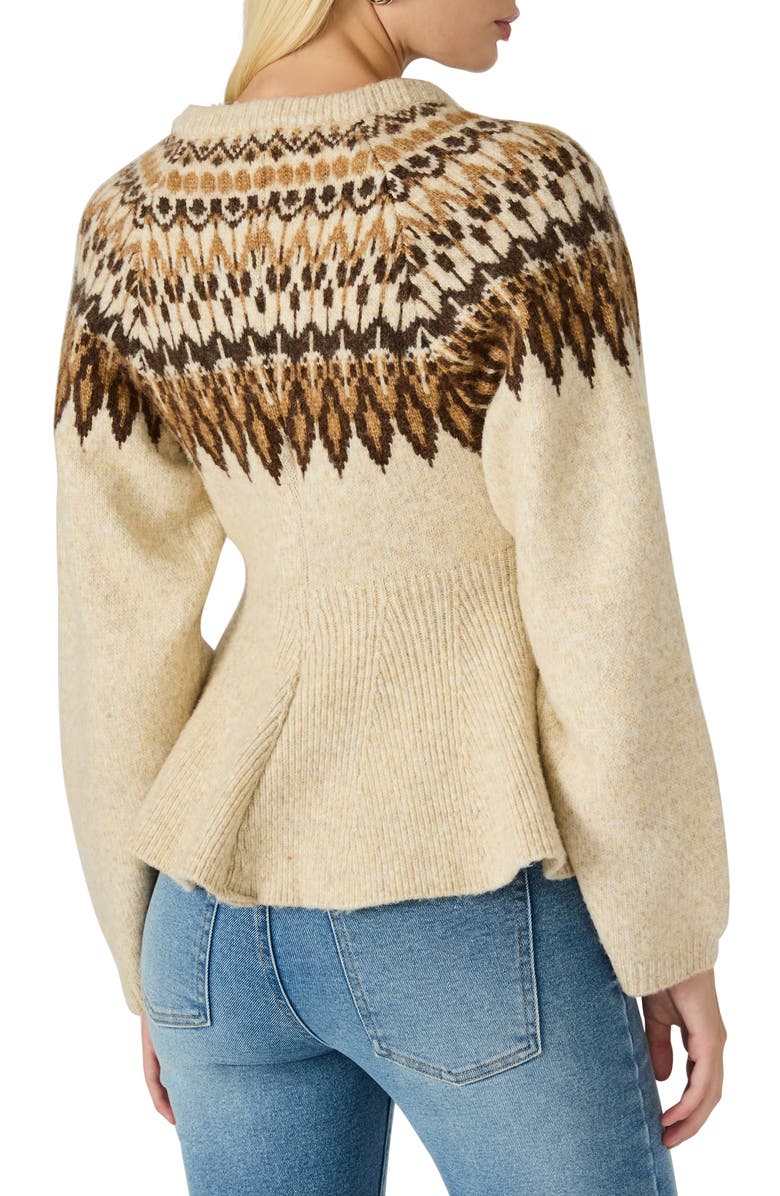 Steve Madden Kyndra Fair Isle Peplum Cardigan, Alternate, color, Multi