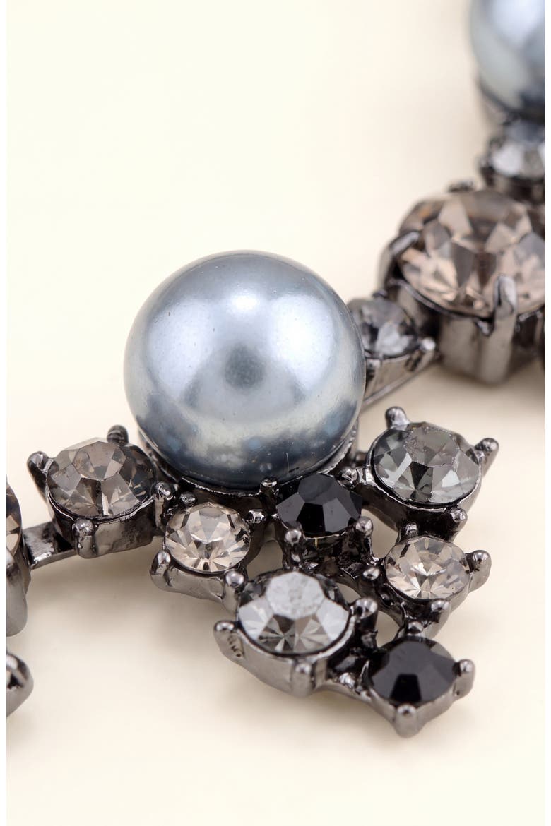 Faux Pearl Crystal Statement Necklace and Earring Set, Alternate, color, Black