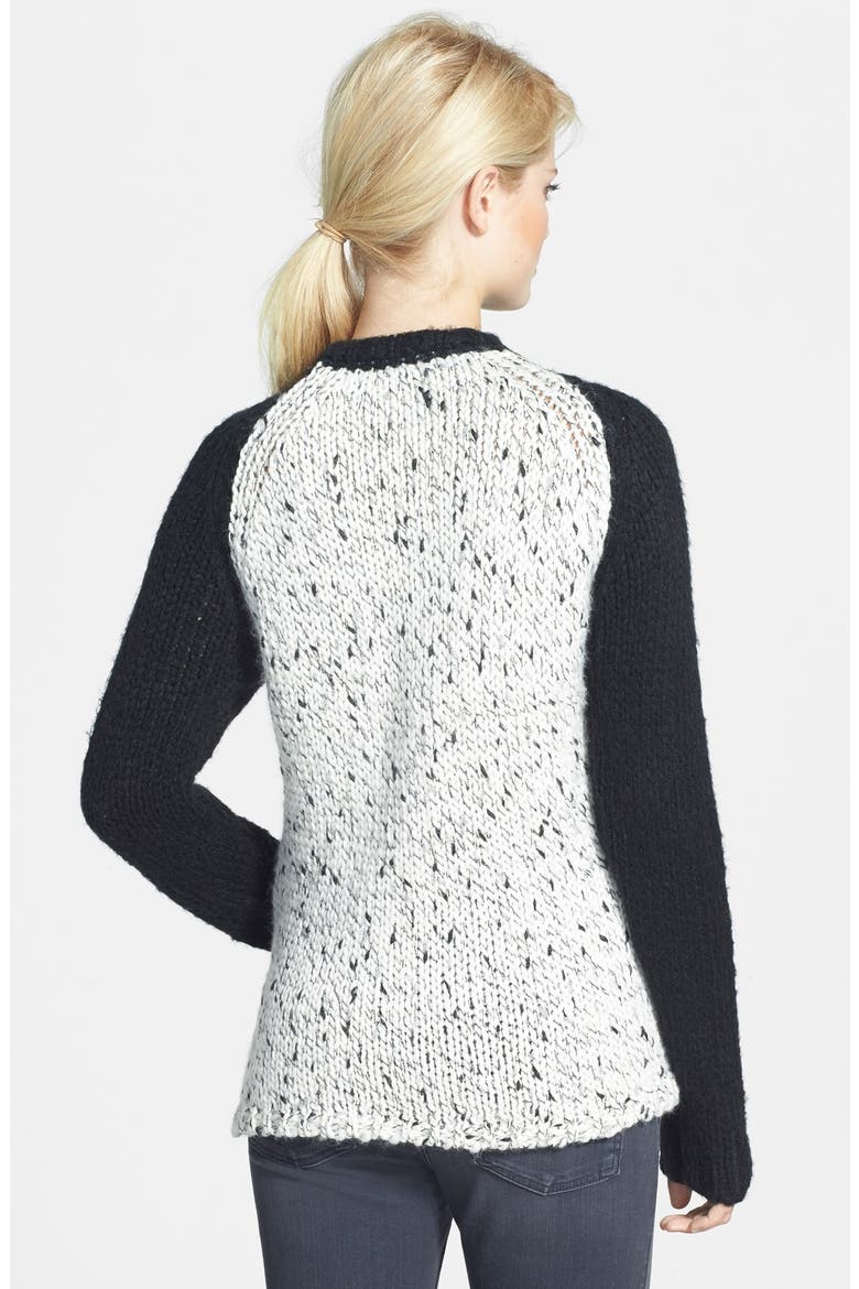Zip Detail Mix Knit Sweater, Alternate, color, WHITE MULTI COMBO