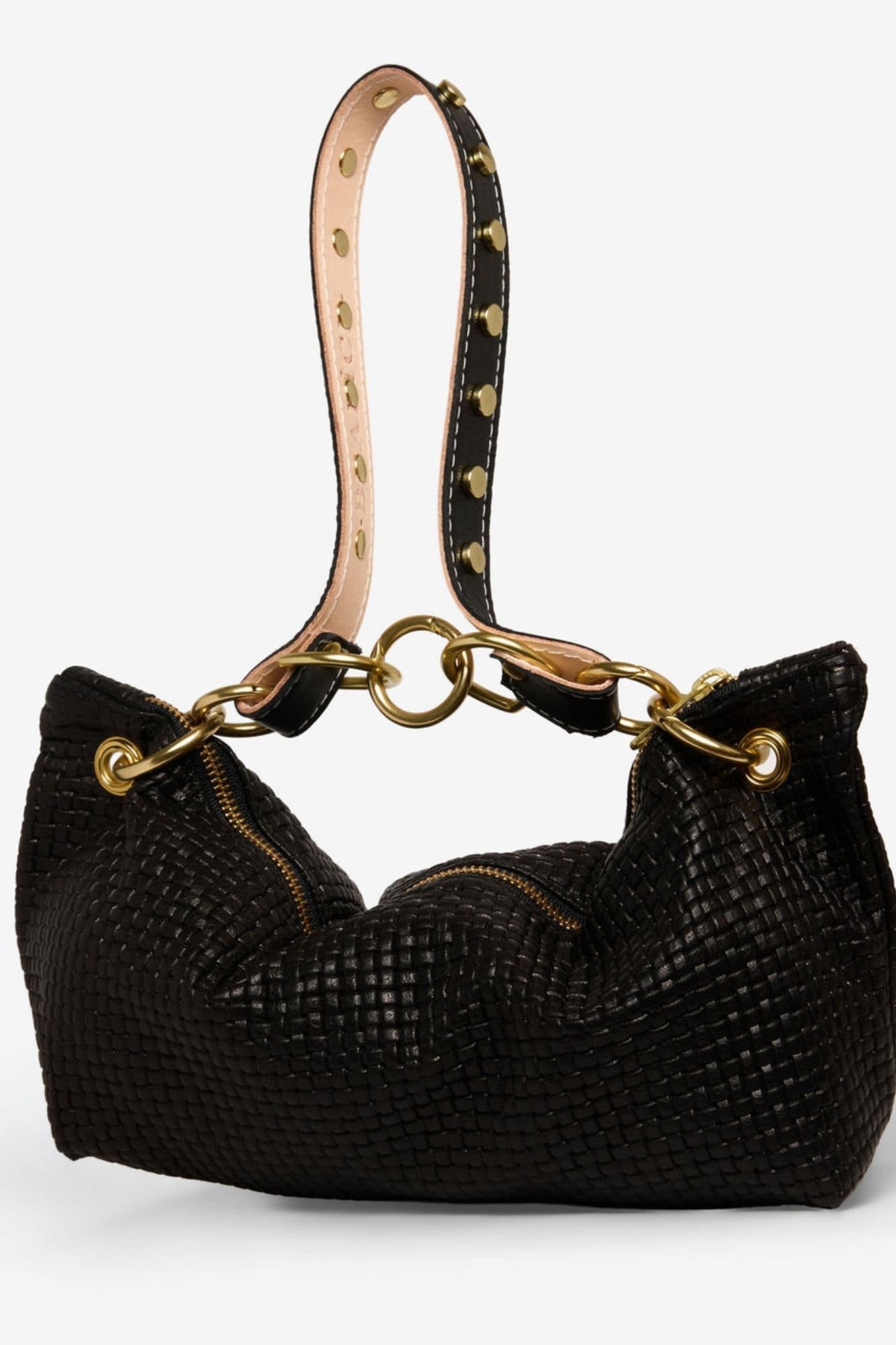 Leather Embossed Shoulder Bag, Main, color, Black