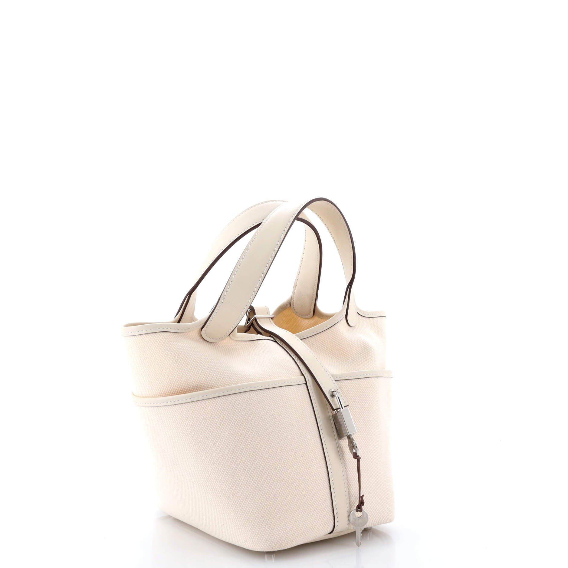 Pre-Owned Hermes Cargo Picotin Lock Bag Canvas and Swift PM, Alternate, color, 