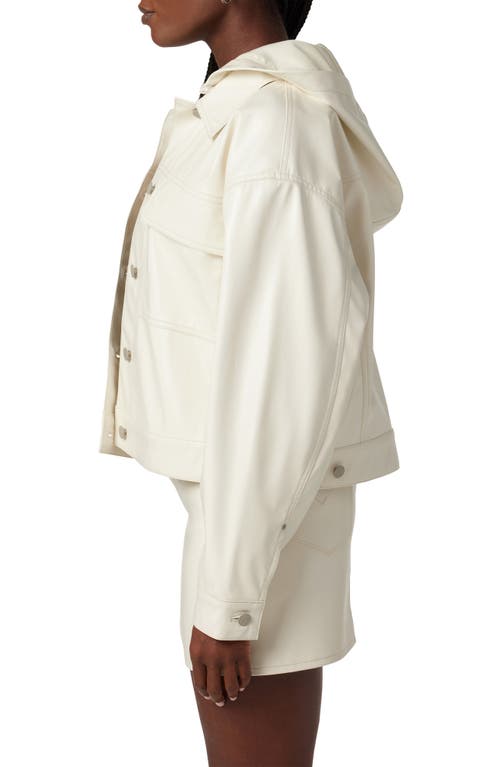 Hudson Jeans Hoodie Swing Faux Leather Trucker Jacket In White