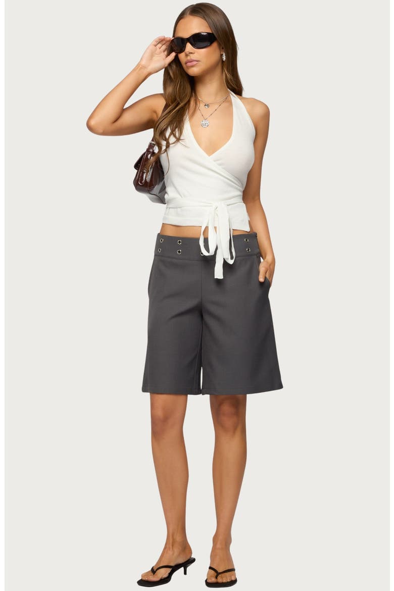 Grommet Low Rise Bermuda Shorts, Alternate, color, DARK-GRAY