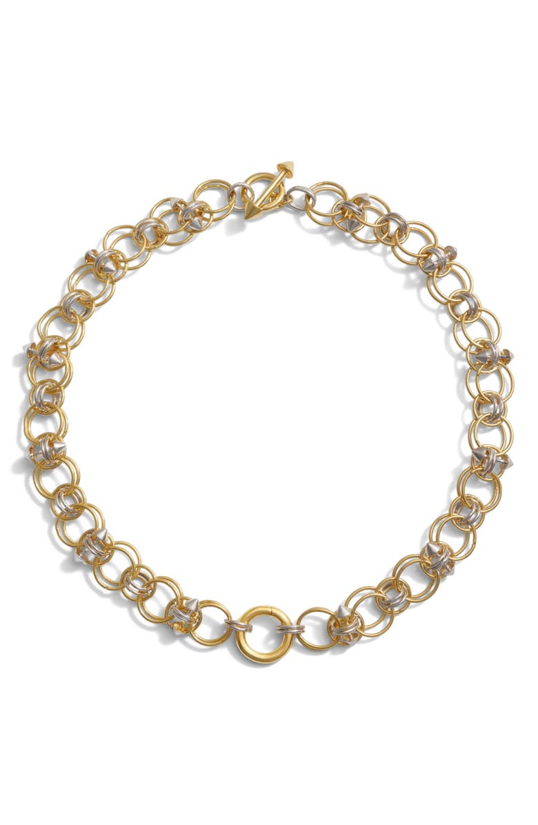Awe Inspired Chain Mail Toggle Charm Collar, Main, color, Gold Vermeil/Sterling Silver