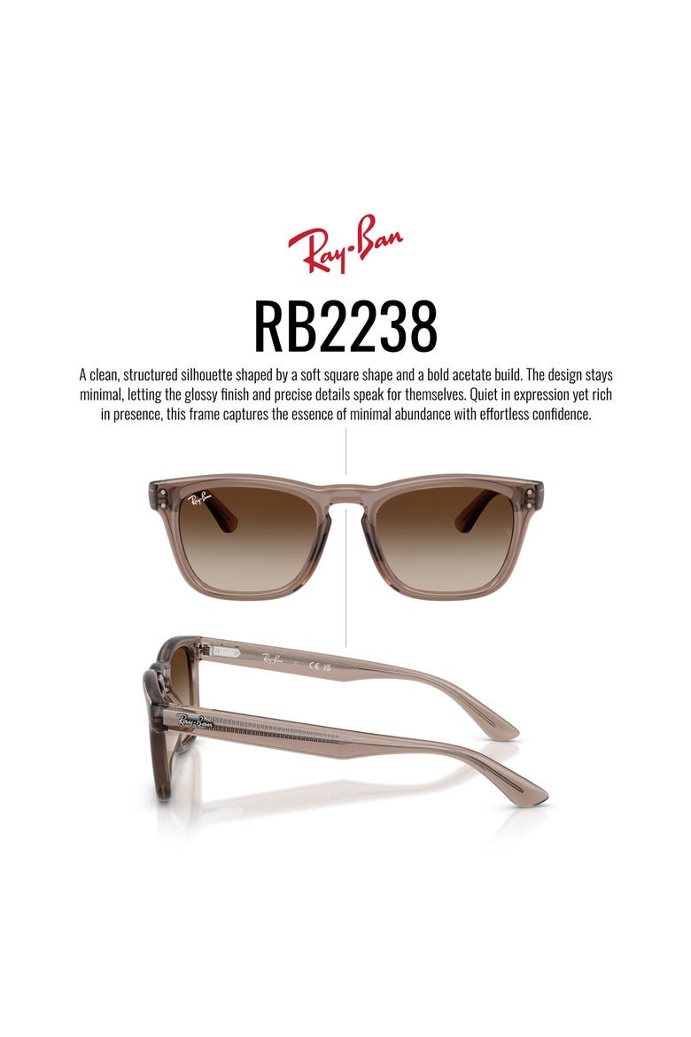 52mm Polarized Square Sunglasses, Alternate, color, HAVANA / POLAR LIGHT GREY