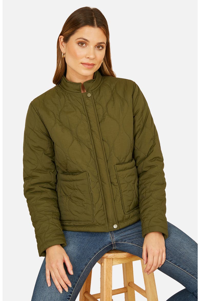 Short Quilted Jacket, Main, color, Green