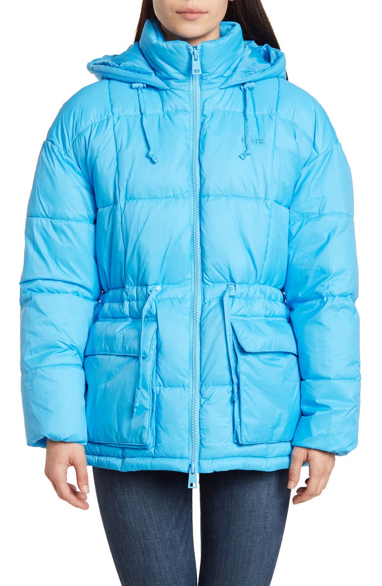 Levi's<sup>®</sup> Cinch Waist Hooded Puffer Jacket, Alternate, color,