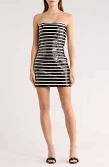 Veronica Beard Cala Stripe Sequin Strapless Minidress