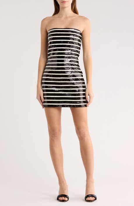 Veronica Beard Cala Stripe Sequin Strapless Minidress