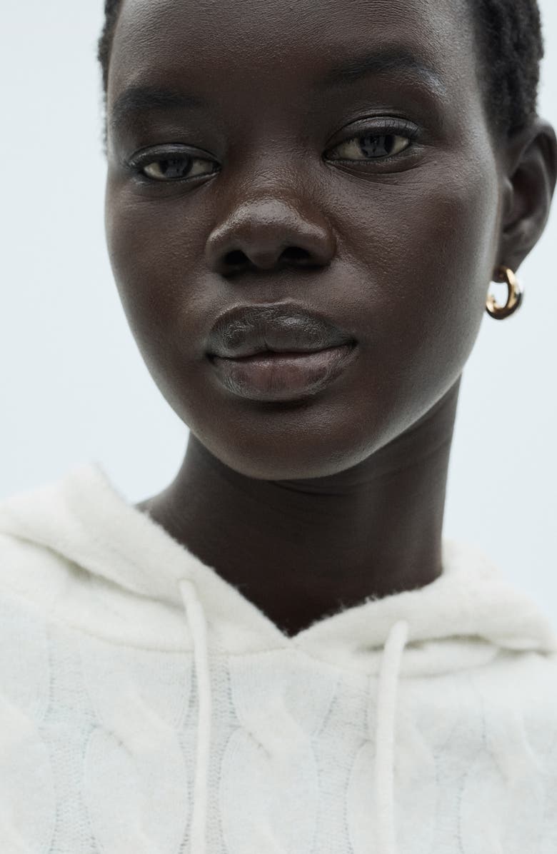 MANGO Cable Knit Hooded Sweater, Alternate, color, 