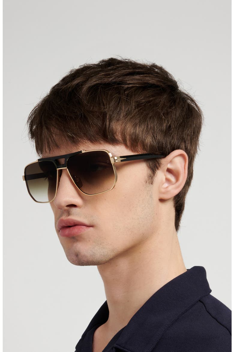 61mm Gradient Navigator Sunglasses, Alternate, color, GOLD GREEN/ GREEN SHADED