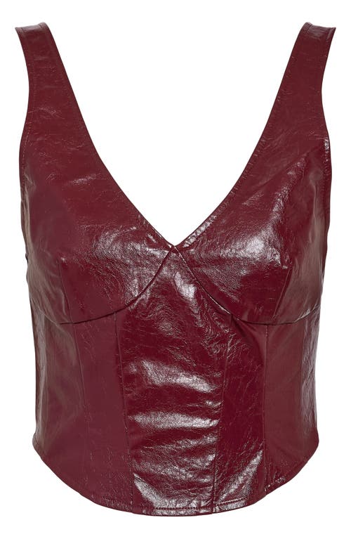 Noisy May Faux Patent Leather Corset Top