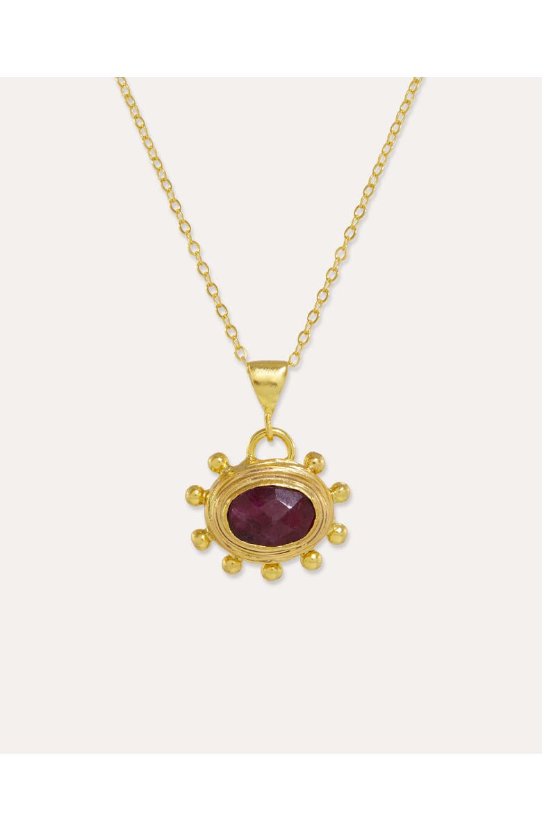 Ottoman Hands Zand Ruby Pendant Necklace, Main, color, Gold