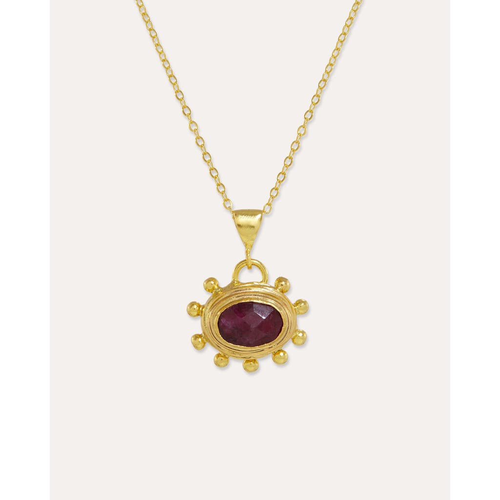 Ottoman Hands Zand Ruby Pendant Necklace In Gold