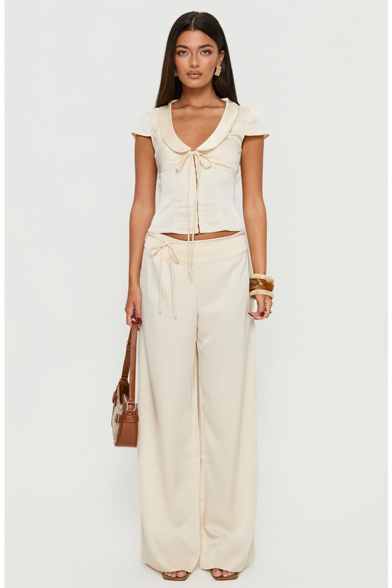 Aubrette Peter Pan Collar Satin Top, Alternate, color, CREAM