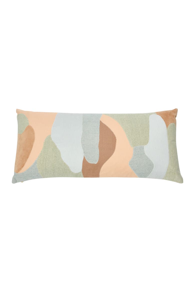 Cotton Blend Patchwork Lumbar Pillow, Main, color, Blue
