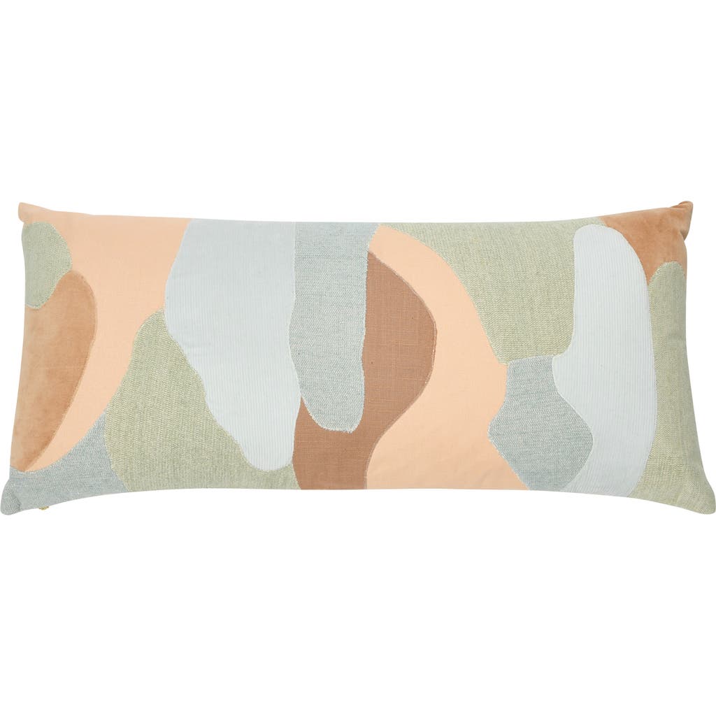 Storied Home Cotton Blend Patchwork Lumbar Pillow In Blue