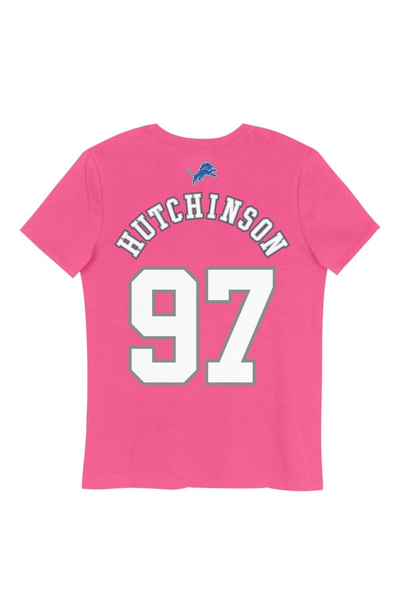 Nike Girls Youth Aidan Hutchinson Pink Detroit Lions Player Name & Number T-Shirt, Alternate, color, Pink