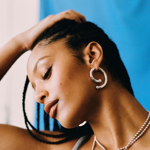 67jewelry Swirl Pearl Earrings In Silver