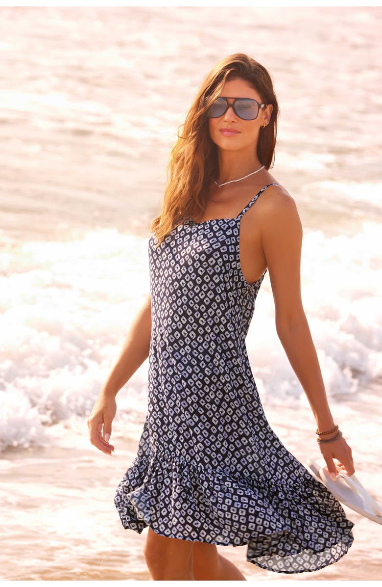 Anne Cole Women's Shibori Geo Meadow Bouquet A Line Dress Swimsuit Cover Up, Alternate, color, Shibori Geo Blue