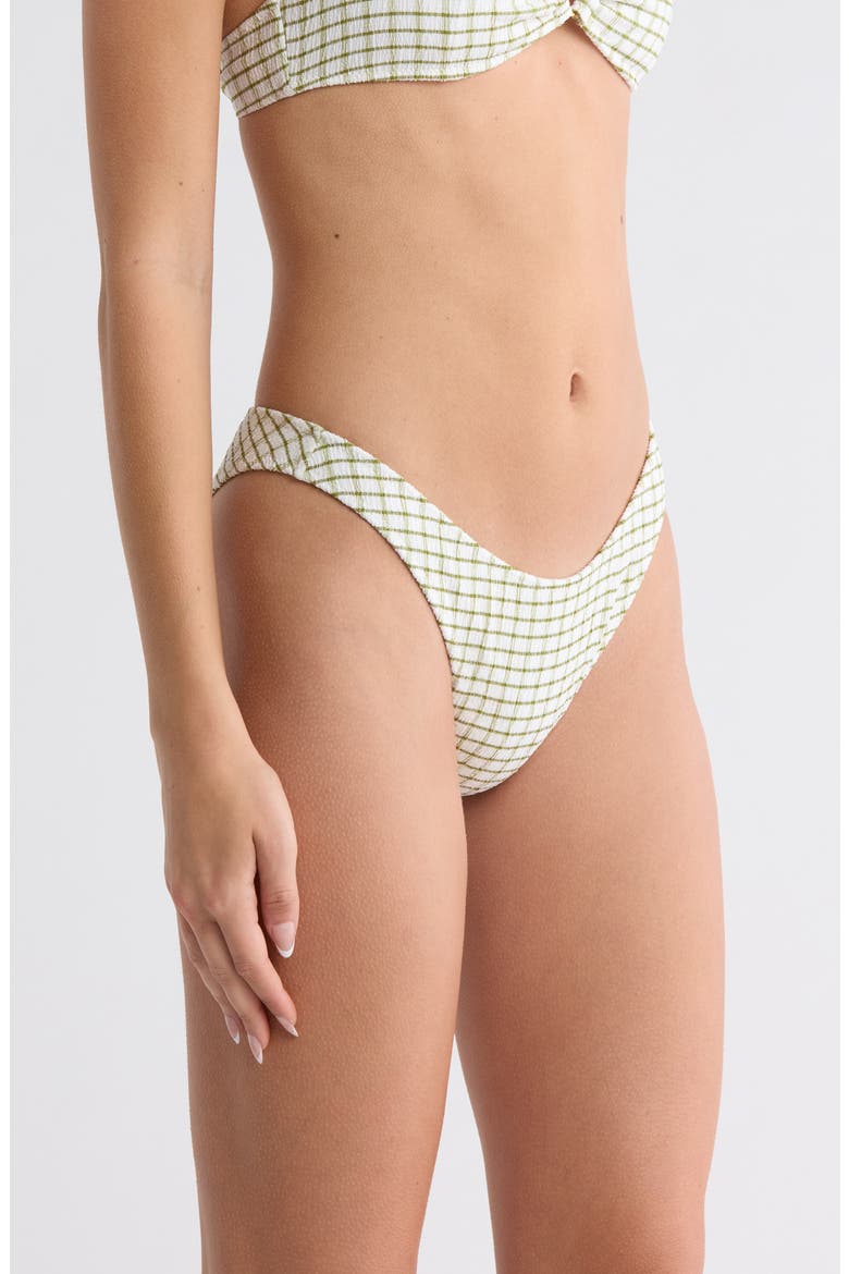 Jade Textured Bikini Bottoms, Alternate, color, GREEN/ TAN PLAID
