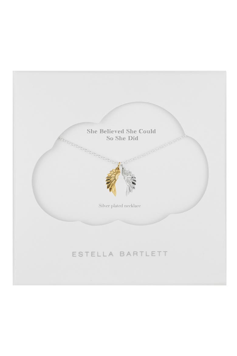 She Believed She Could Wings Necklace, Alternate, color, SILVER/ GOLD
