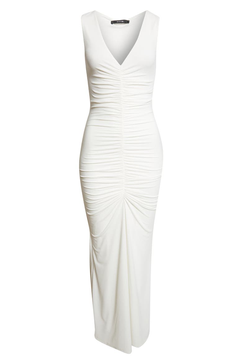 Inez Ruched Sleeveless Dress, Alternate, color, COCONUT