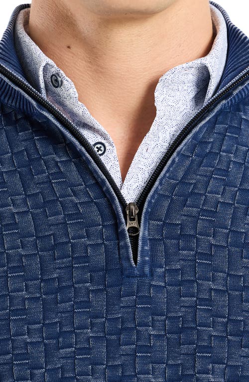 Robert Graham Aubin Basketweave Quarter Zip Sweater In Blue
