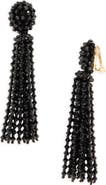 Oscar de la Renta Beaded Tassel Drop Earrings