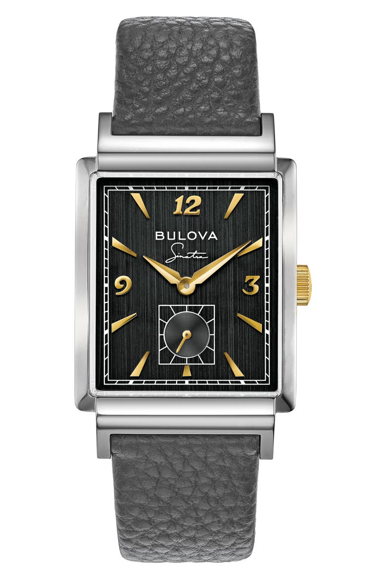 Frank Sinatra My Way Leather Strap Watch, 29.5mm, Main, color, SILVER-TONE