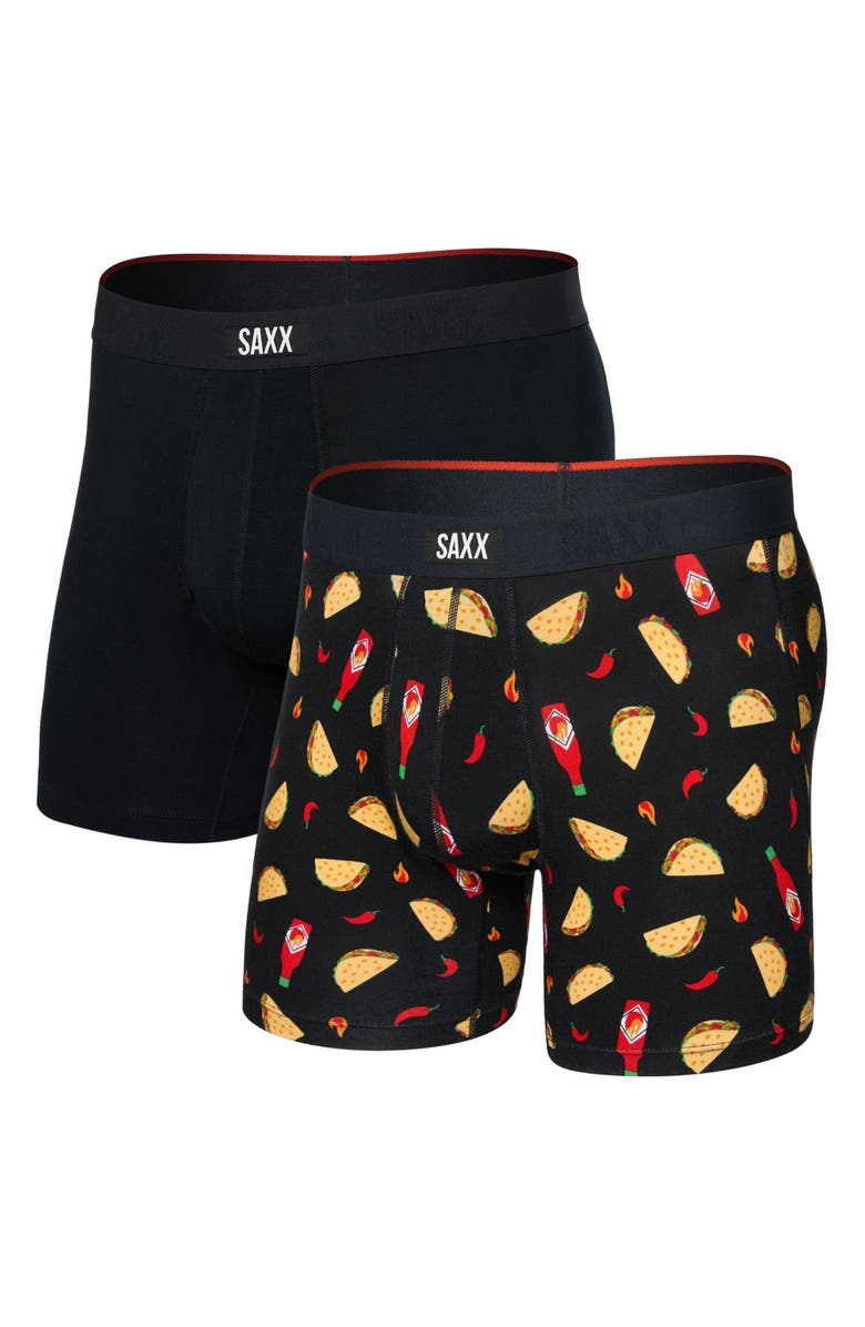 SAXX Vibe Xtra Assorted 2-Pack Boxer Briefs, Main, color, Flamin Hot/ Black